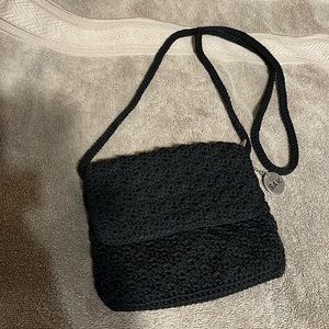 The SAK small black flapped purse new no tags crochet bag and strap